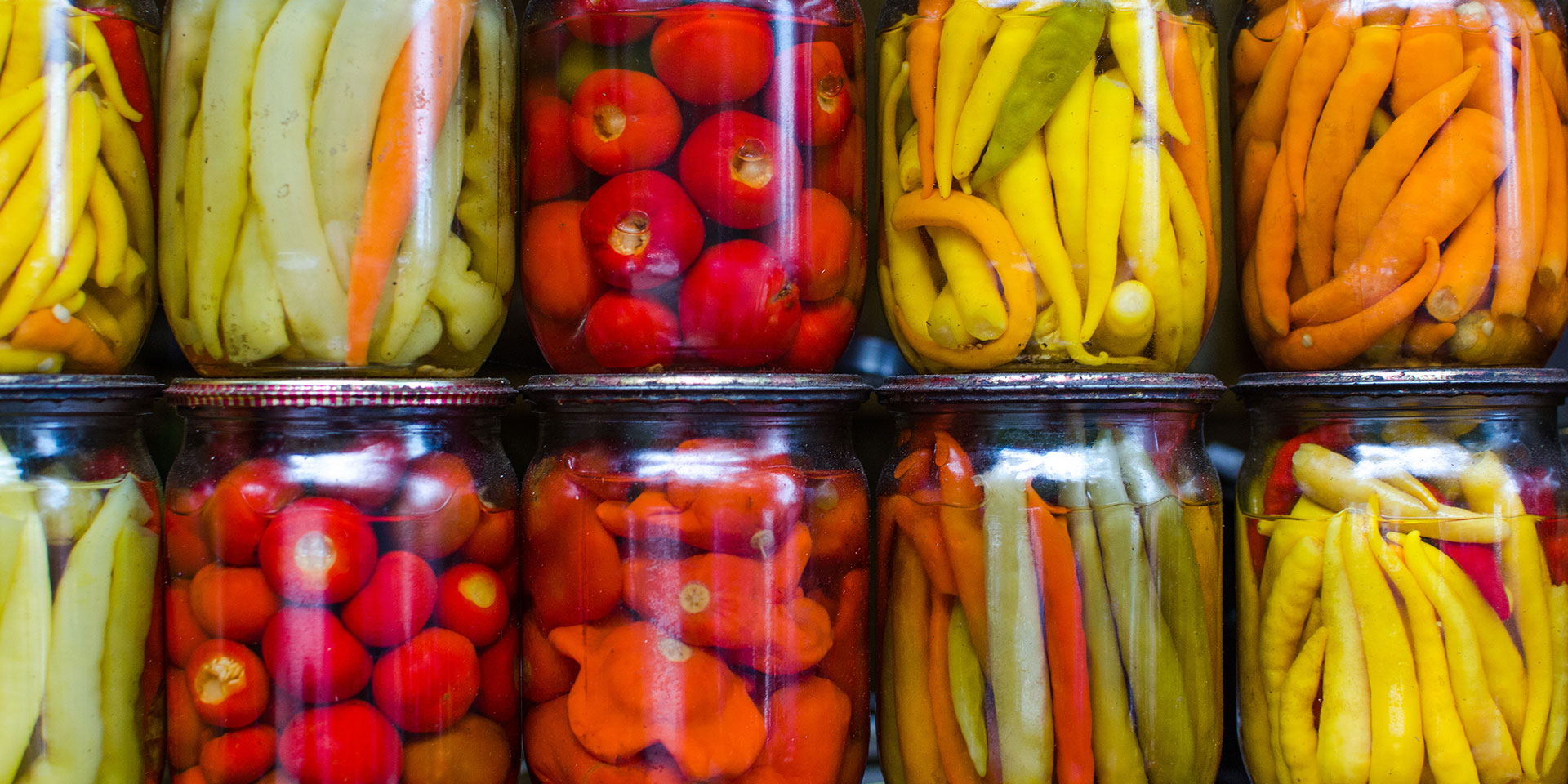 canning jars on a shelf