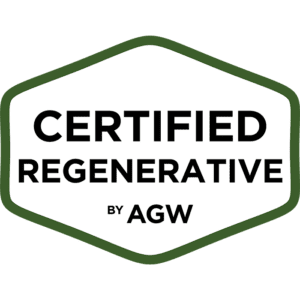 certified regenerative by AGW text in green border